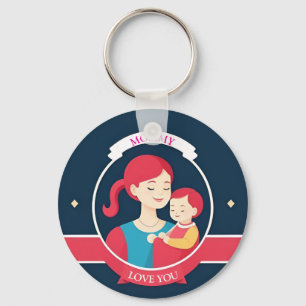 Mother Holding Her Child With Care Keychain