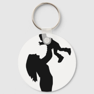 Mother Holding Son Silhouette Mother's Day Keychain