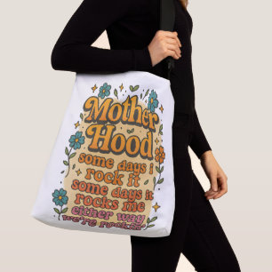 Mother Hood Retro Floral Groovy Quote Crossbody Bag