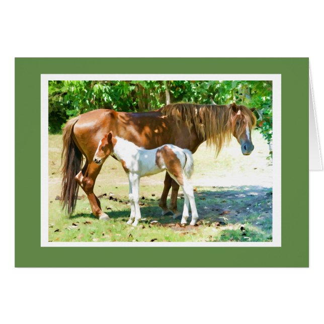 Mother Horse foal Animal Blank Card (Front Horizontal)