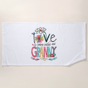 Mother I Love Being Called Granny Sunflower Birth Beach Towel