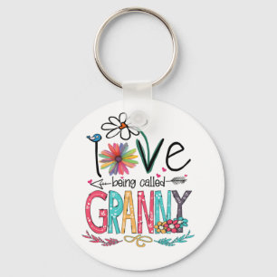 Mother I Love Being Called Granny Sunflower Birth Keychain