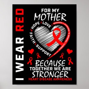 Mother I Wear Red For My Mom Heart Disease Awarene Poster