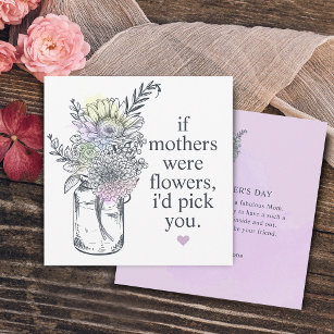 Mother I'd Pick You Wildflowers Mason Jar Holiday Card