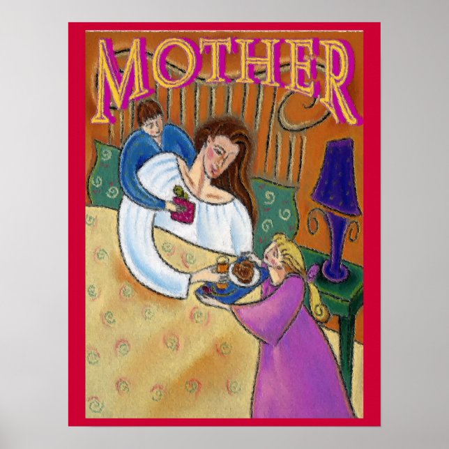 Mother in Bed Abstract Poster (Front)