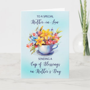 Mother-in-Law Cup of Blessings Flowers Mothers Day Card