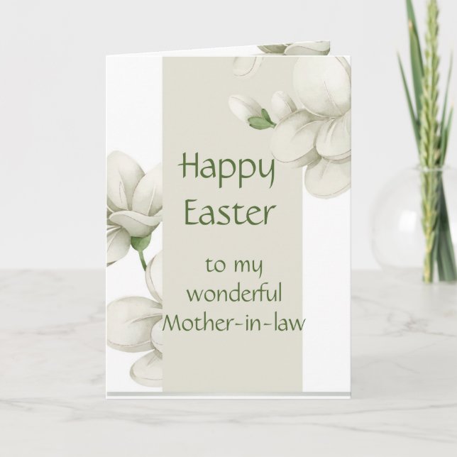 Mother-in-law Happy Easter White Flowers Floral Holiday Card (Front)