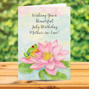 Mother-in-Law Happy July Birthday with Waterlily Card