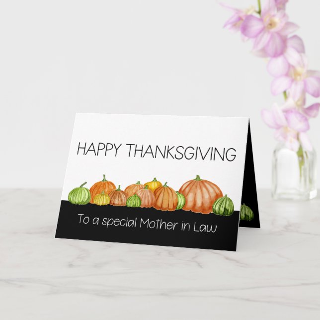 Mother in Law Pumpkins Thanksgiving Card (Orchid)