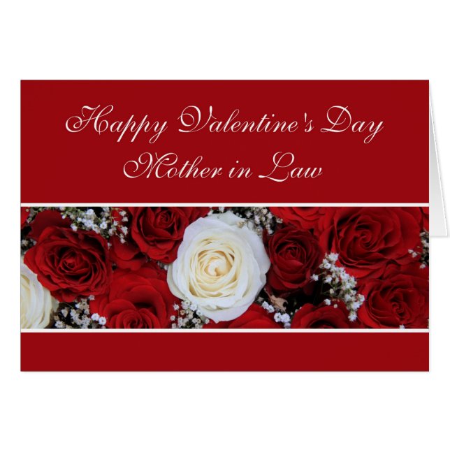 Mother in Law Valentine's Day red and white roses (Front Horizontal)