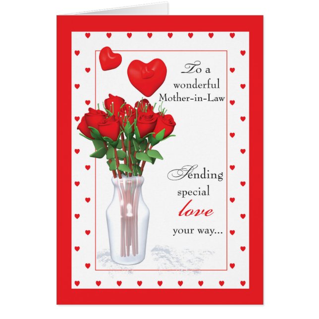 Mother-in-Law Valentine's Day Red Roses Hearts (Front)