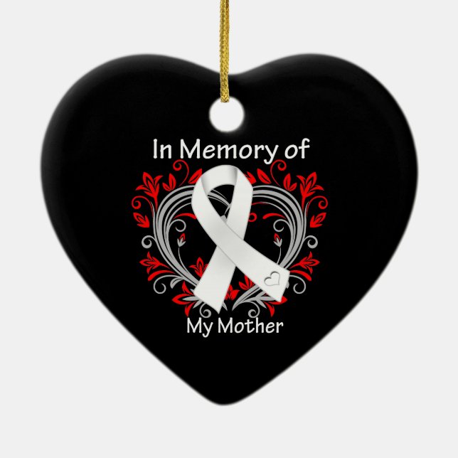 Mother - In Memory Lung Cancer Heart Ceramic Ornament (Back)