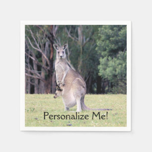 Mother Kangaroo with Baby Joey in Her Pouch Napkin
