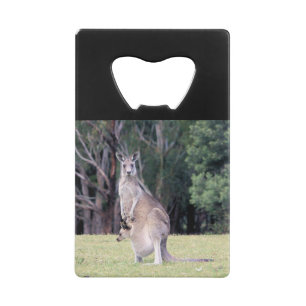 Mother Kangaroo with Baby Joey in Her Pouch Wallet Bottle Opener