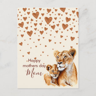 Mother Lion and her baby mother's day  Postcard