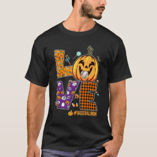 Mother Love Letter Baseball Mom Halloween Pattern T-Shirt