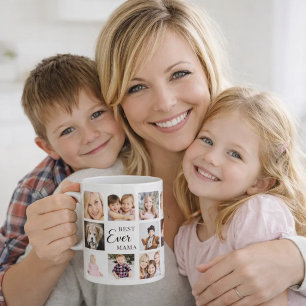 Mother mama photo collage white black coffee mug