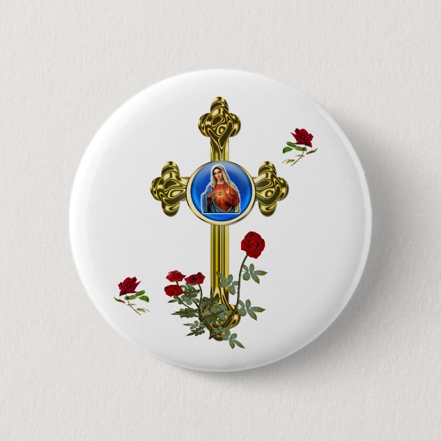 Mother MAry 2 Inch Round Button (Front)