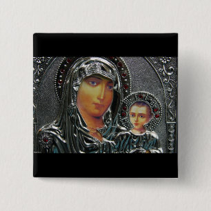 Mother Mary and Baby Jesus 2 Inch Square Button