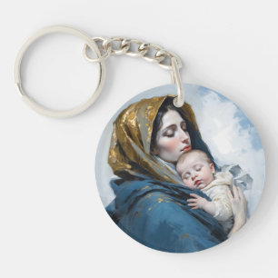 Mother Mary and Baby Jesus Keychain