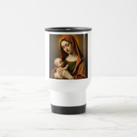 Mother Mary and Baby Jesus White Travel Mug