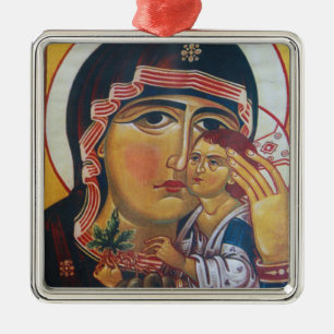 Mother Mary And Jesus Art Metal Ornament