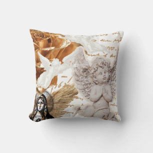 Mother Mary Angel Themed Peaceful And Luxurious  Throw Pillow