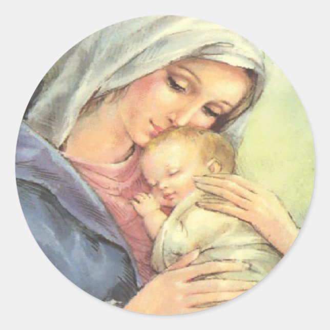 Mother Mary Baby Jesus Faith Stickers Seals (Front)