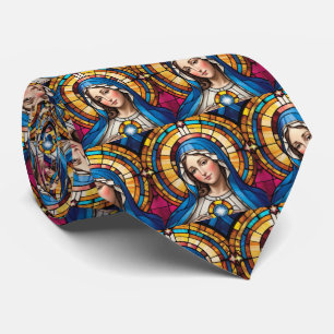 Mother Mary Colorful Stained Glass Virgin Mary Tie