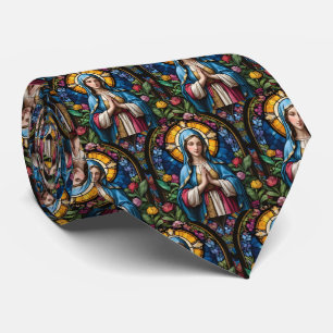 Mother Mary Colorful Stained Glass Virgin Mary Tie