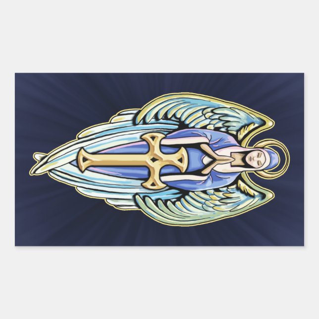 Mother Mary Guardian Angel Cross Design Sticker (Front)