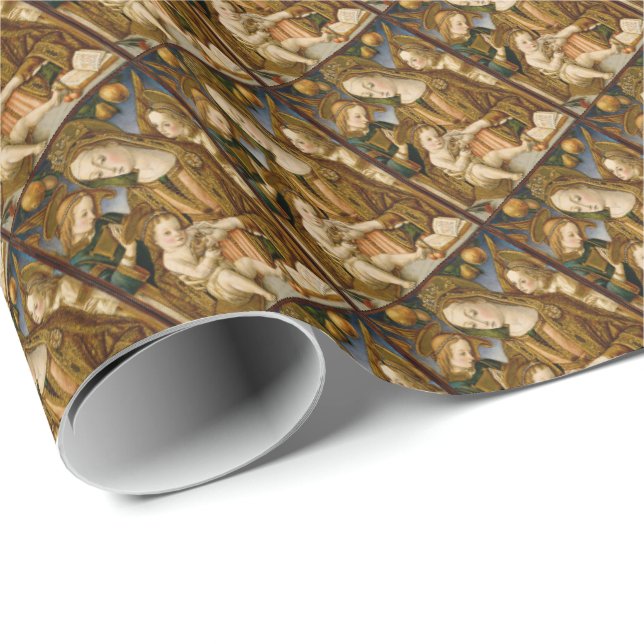 Mother Mary Jesus Christ Angels Christmas Wrapping Paper (Roll Corner)