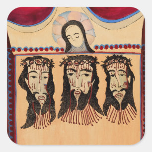 Mother Mary Jesus Christ Thorn Crown art Painting Square Sticker