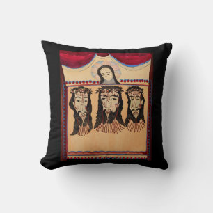 Mother Mary Jesus Christ Thorn Crown art Painting Throw Pillow