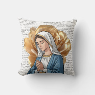 Mother Mary Religious Catholic Christian Baptism Throw Pillow