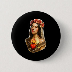 Mother Mary Sacred Heart Cry 2 Inch Round Button