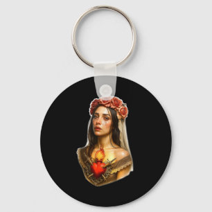 Mother Mary Sacred Heart Cry Keychain