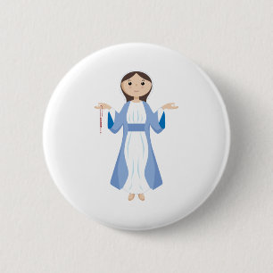 Mother Mary with Rosary 2 Inch Round Button