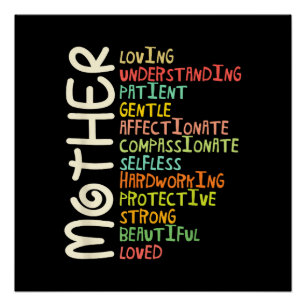 Mother Meaning Shirt I Love Mom Mothers Day Poster