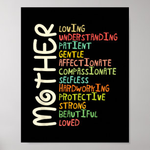 Mother Meaning Shirt I Love Mom Mothers Day Poster