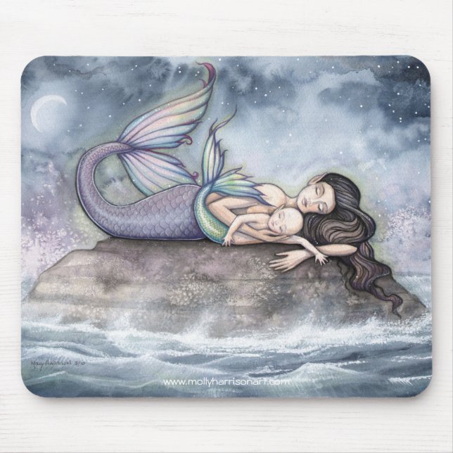 Mother Mermaid and Baby Mousepad by Molly Harrison (Front)