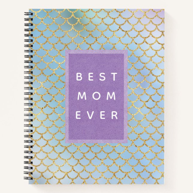 Mother mermaid scales blue glitter notebook (Front)