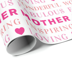 Mother Modern Typography Heart Wrapping Paper