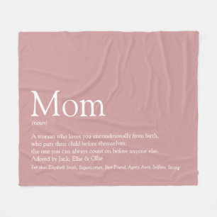Mother Mom Mum Definition Dusty Rose Pink Fleece Blanket