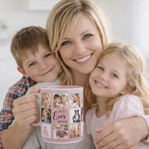Mother mom photo collage dusty rose pink mug