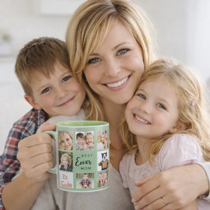 Mother mom photo collage sage green mug
