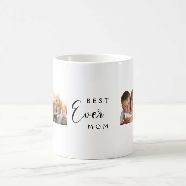 Mother mom photo collage white black coffee mug (Center)