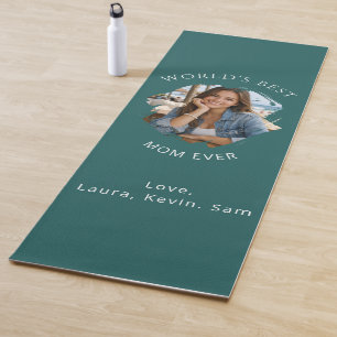 Mother Mom photo green teal Yoga Mat