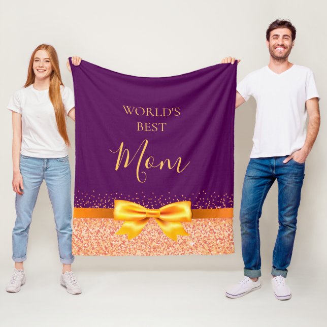 Mother Mom purple rose gold bow Fleece Blanket (In Situ)