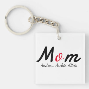 mother mommy mom kid names personalize custom keychain